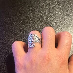 Elegant Silver Floral Ring made out of a spoon